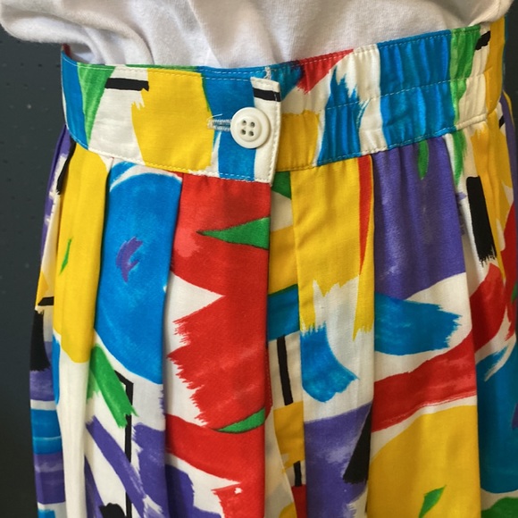 Vintage Leslie Fay bright abstract pleated skirt - Picture 3 of 4